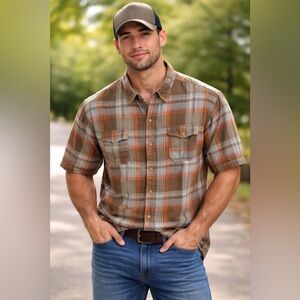 RedHead Brown Plaid Western Shirt - XL - China
